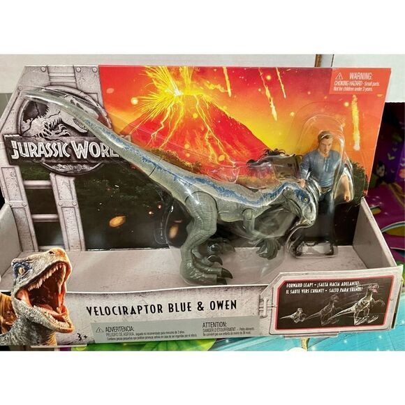 JURASSIC WORLD STORY PACK Velociraptor "Blue" & Owen Mattel NIP - Picture 1 of 8